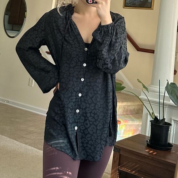 Show me your MuMu black leopard print elegant blouse/shirt/tunic dress - Picture 11 of 12